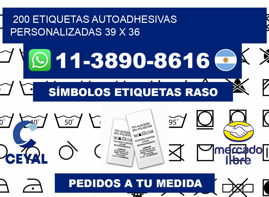 200 Etiquetas autoadhesivas personalizadas 39 x 36