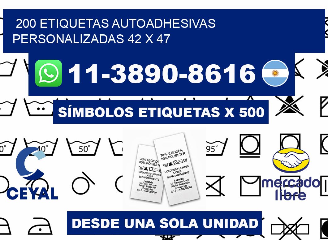 200 Etiquetas autoadhesivas personalizadas 42 x 47