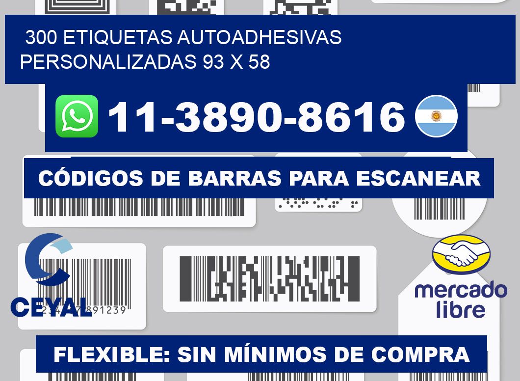 300 Etiquetas autoadhesivas personalizadas 93 x 58