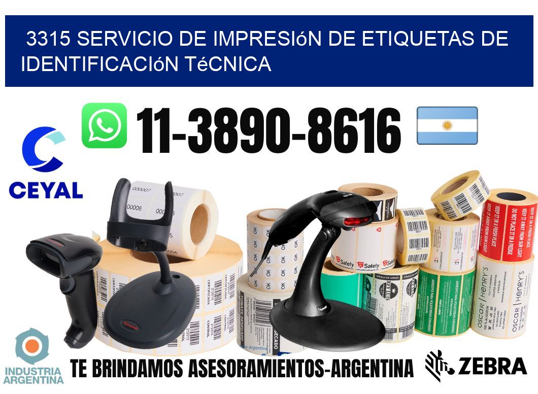 3315 Servicio de impresión de etiquetas de identificación técnica