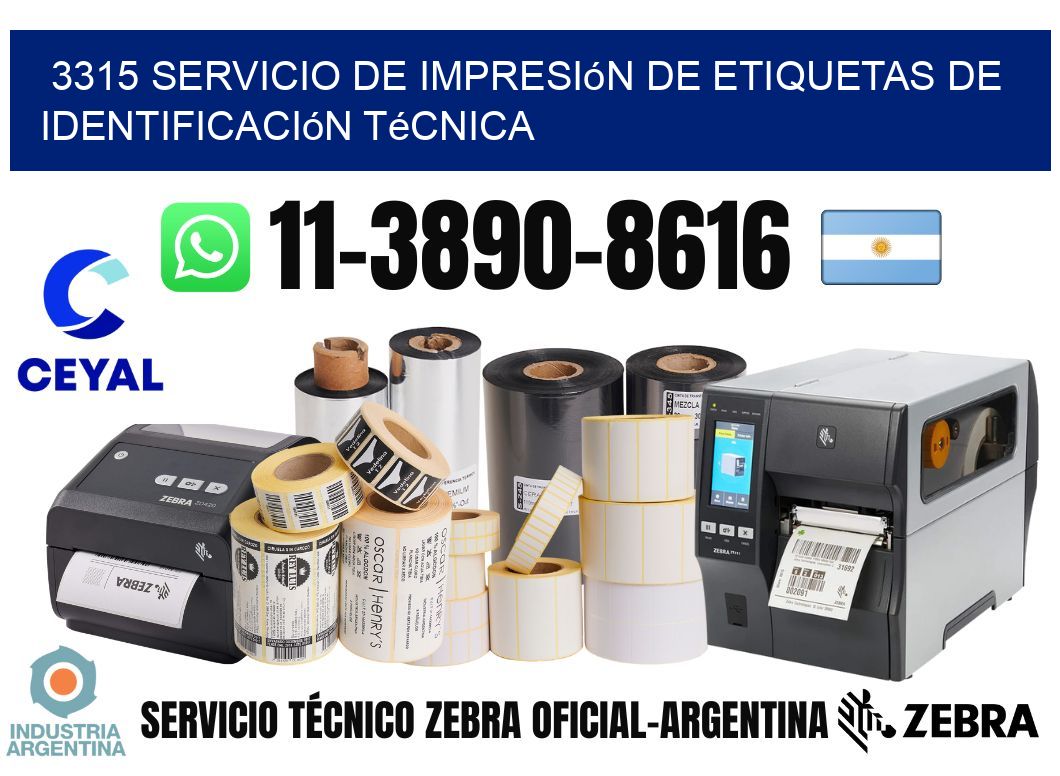 3315 Servicio de impresión de etiquetas de identificación técnica
