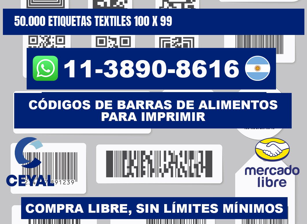 50.000 ETIQUETAS TEXTILES 100 x 99