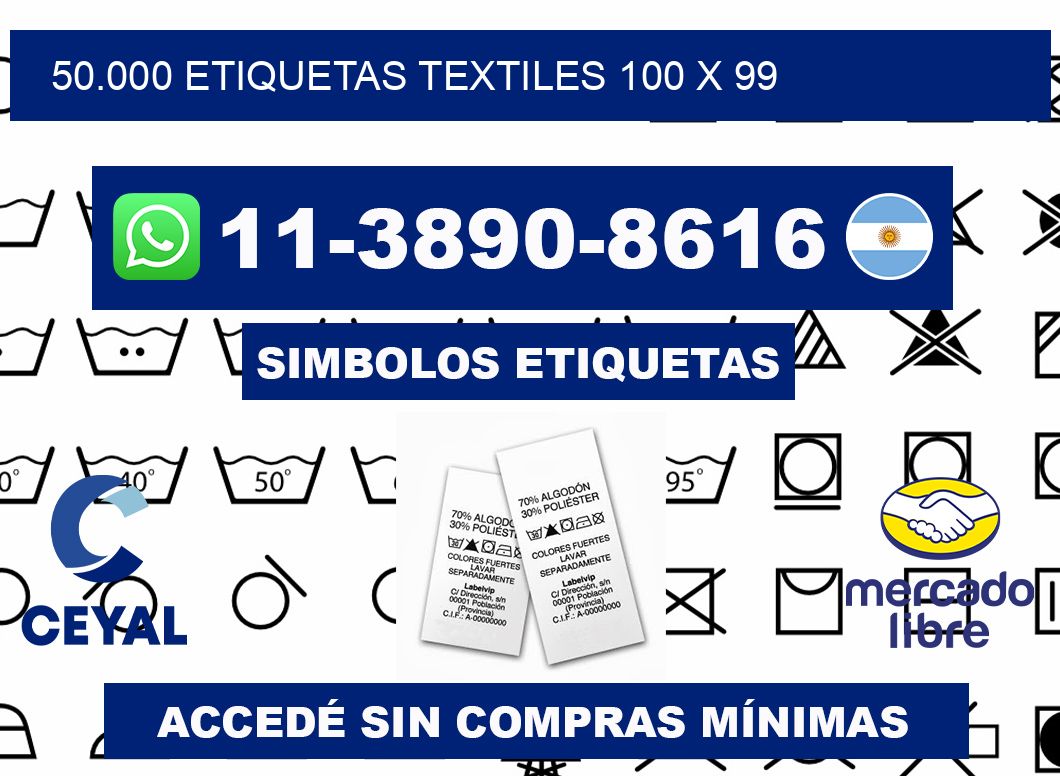 50.000 ETIQUETAS TEXTILES 100 x 99
