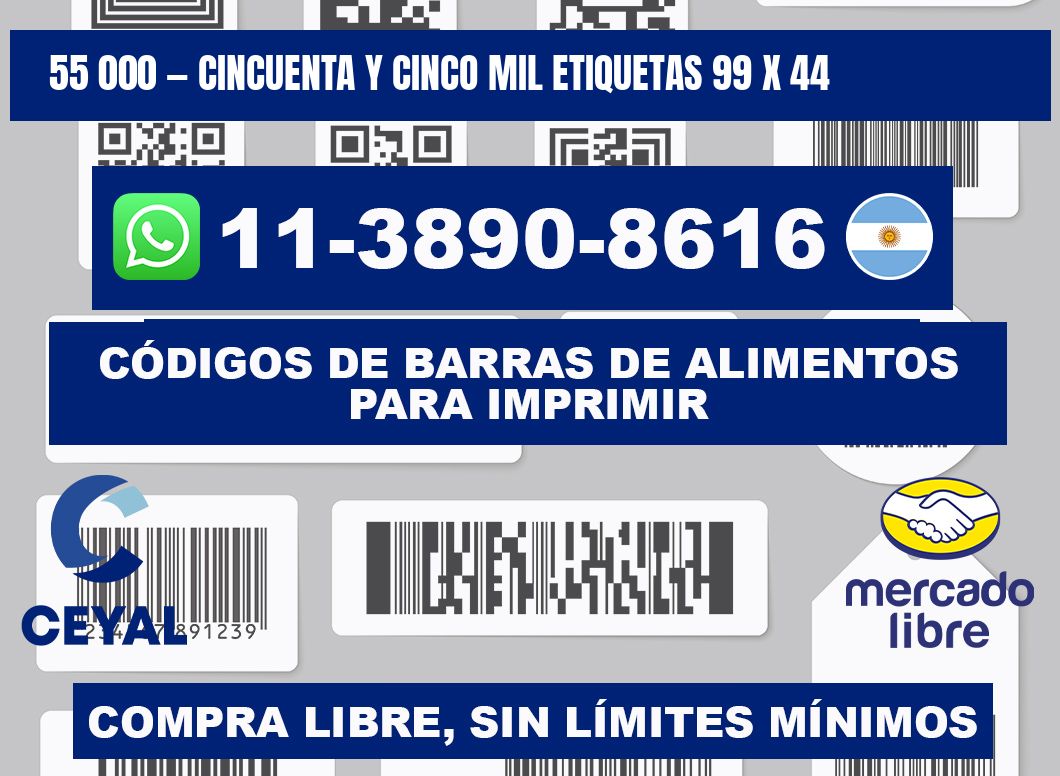 55 000 — cincuenta y cinco mil etiquetas 99 x 44