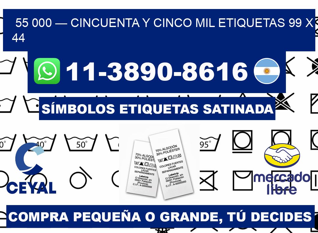 55 000 — cincuenta y cinco mil etiquetas 99 x 44