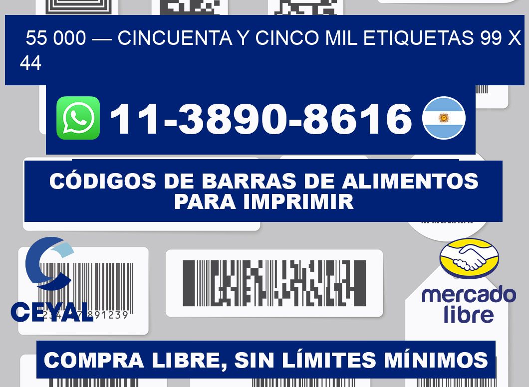 55 000 — cincuenta y cinco mil etiquetas 99 x 44