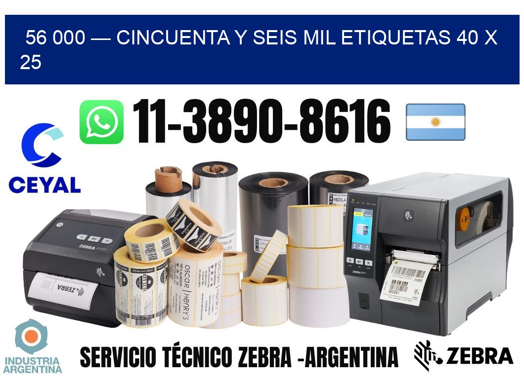 56 000 — cincuenta y seis mil etiquetas 40 x 25
