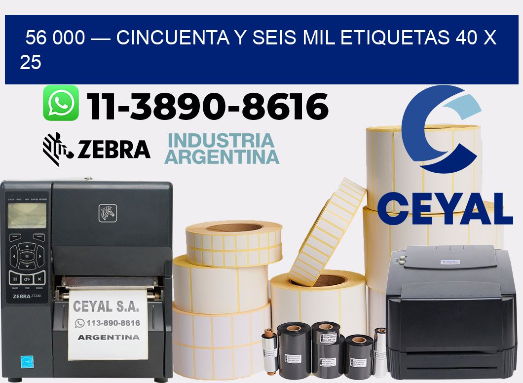 56 000 — cincuenta y seis mil etiquetas 40 x 25