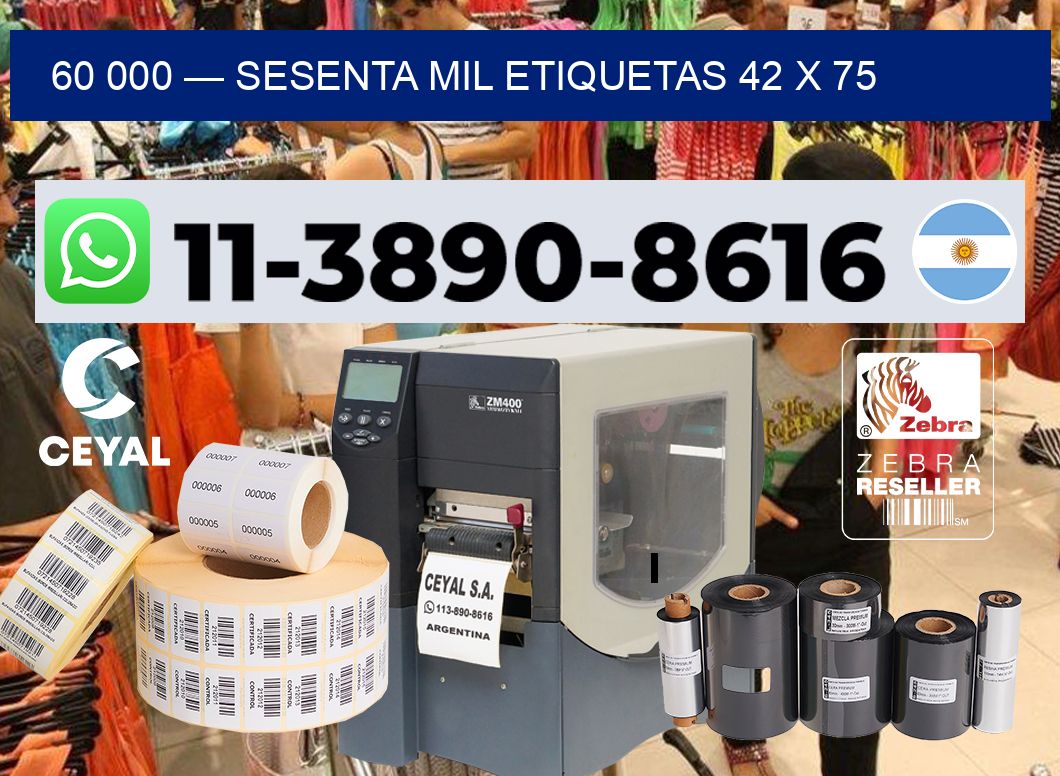 60 000 — sesenta mil etiquetas 42 x 75