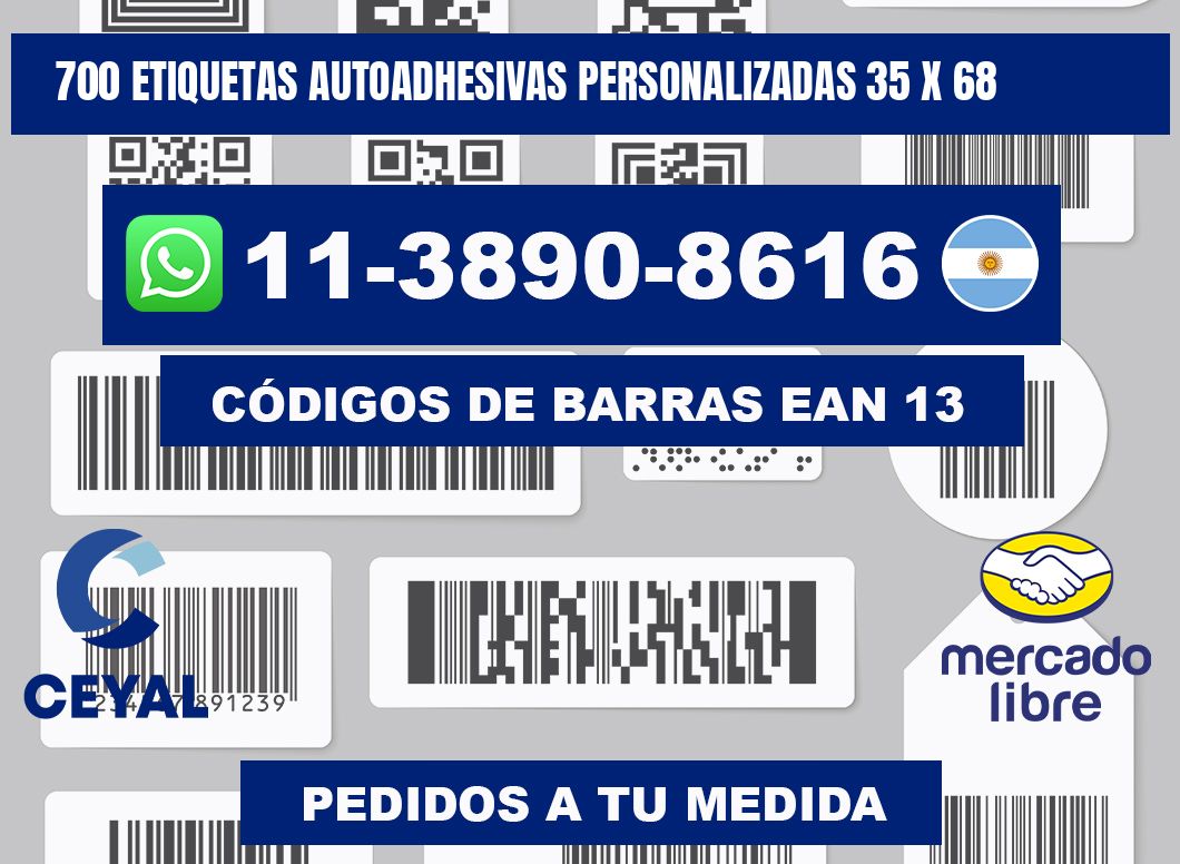 700 Etiquetas autoadhesivas personalizadas 35 x 68