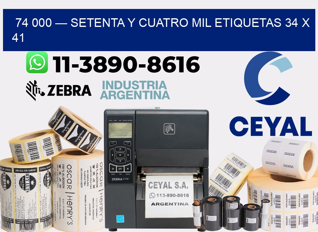 74 000 — setenta y cuatro mil etiquetas 34 x 41