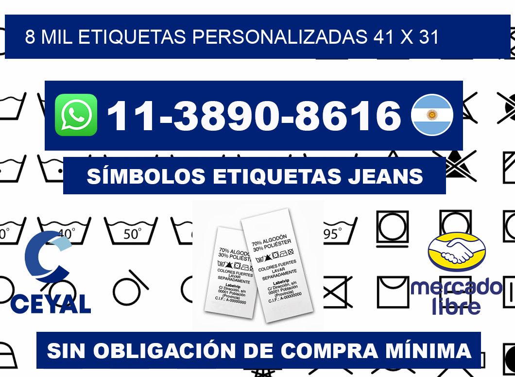 8 mil etiquetas personalizadas 41 x 31