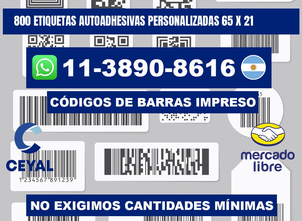 800 Etiquetas autoadhesivas personalizadas 65 x 21