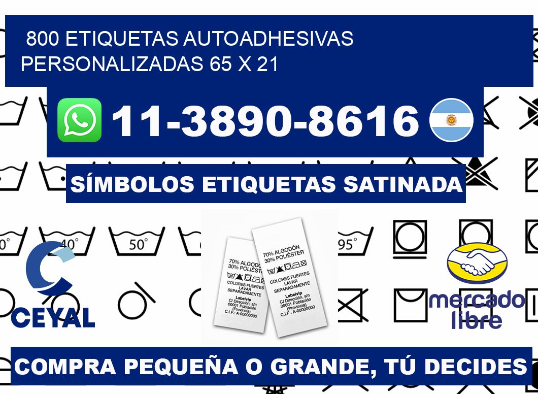 800 Etiquetas autoadhesivas personalizadas 65 x 21