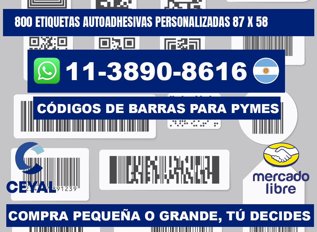 800 Etiquetas autoadhesivas personalizadas 87 x 58