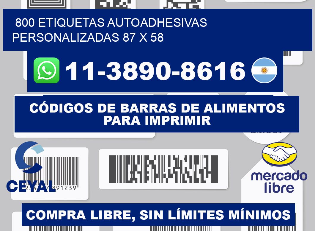 800 Etiquetas autoadhesivas personalizadas 87 x 58