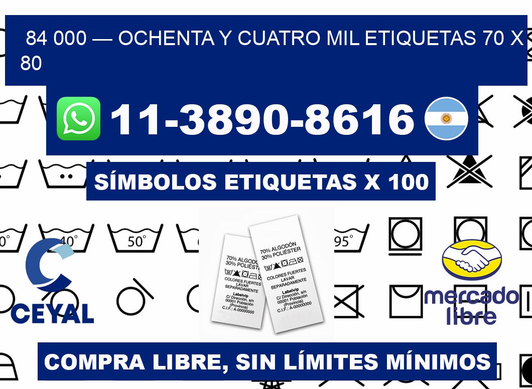 84 000 — ochenta y cuatro mil etiquetas 70 x 80