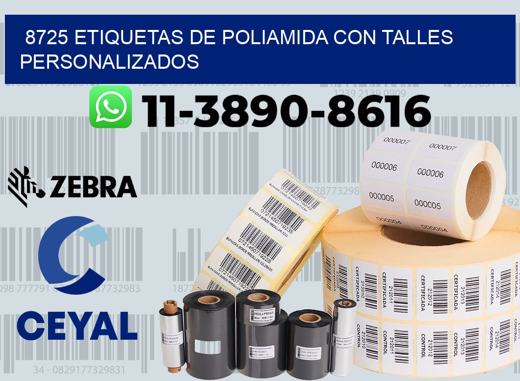 8725 Etiquetas de poliamida con talles personalizados