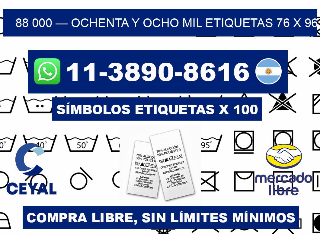 88 000 — ochenta y ocho mil etiquetas 76 x 96