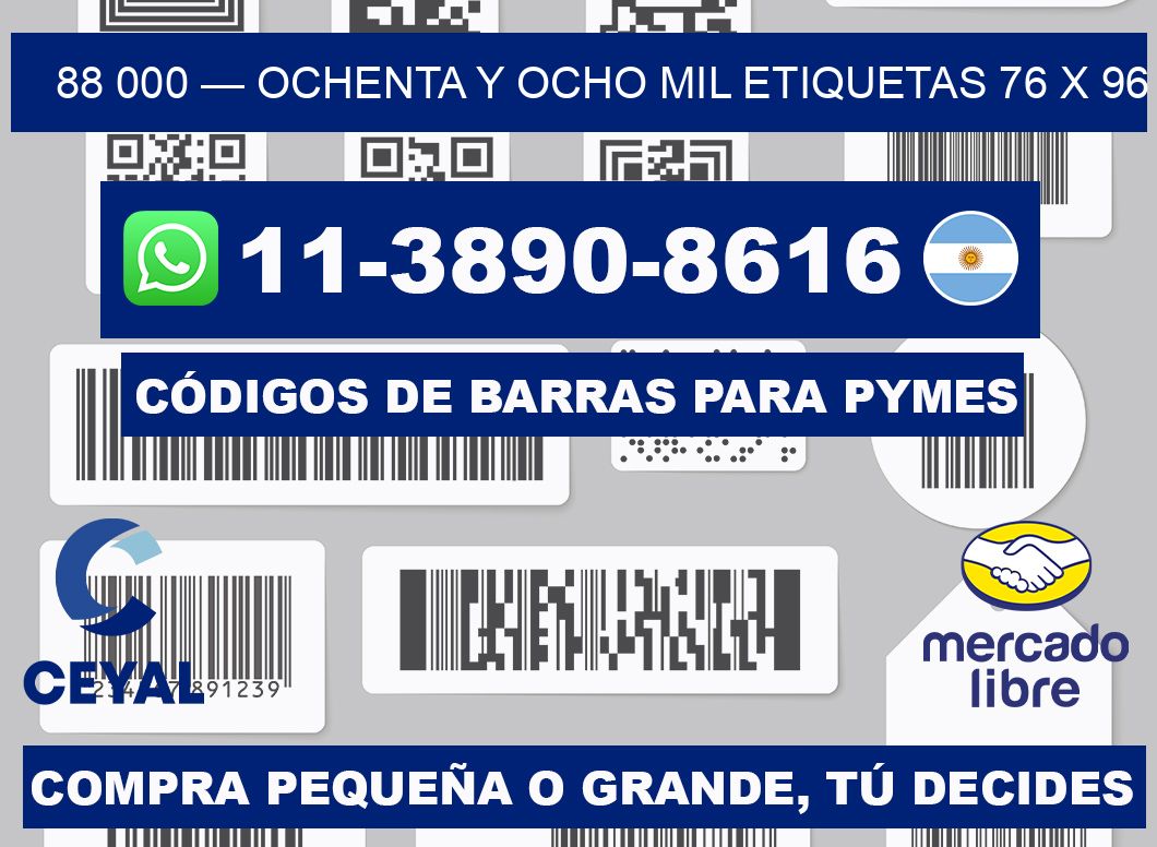 88 000 — ochenta y ocho mil etiquetas 76 x 96