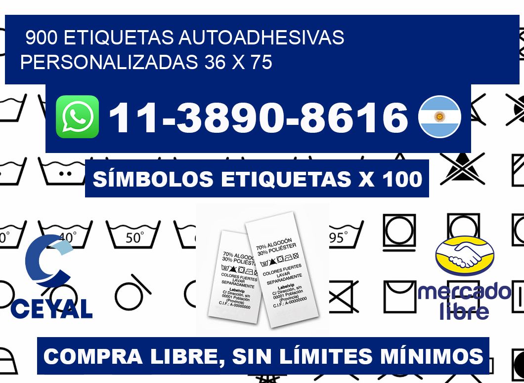 900 Etiquetas autoadhesivas personalizadas 36 x 75