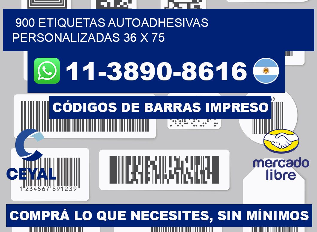 900 Etiquetas autoadhesivas personalizadas 36 x 75