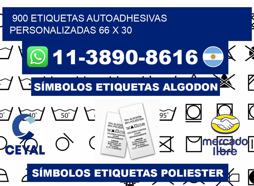 900 Etiquetas autoadhesivas personalizadas 66 x 30