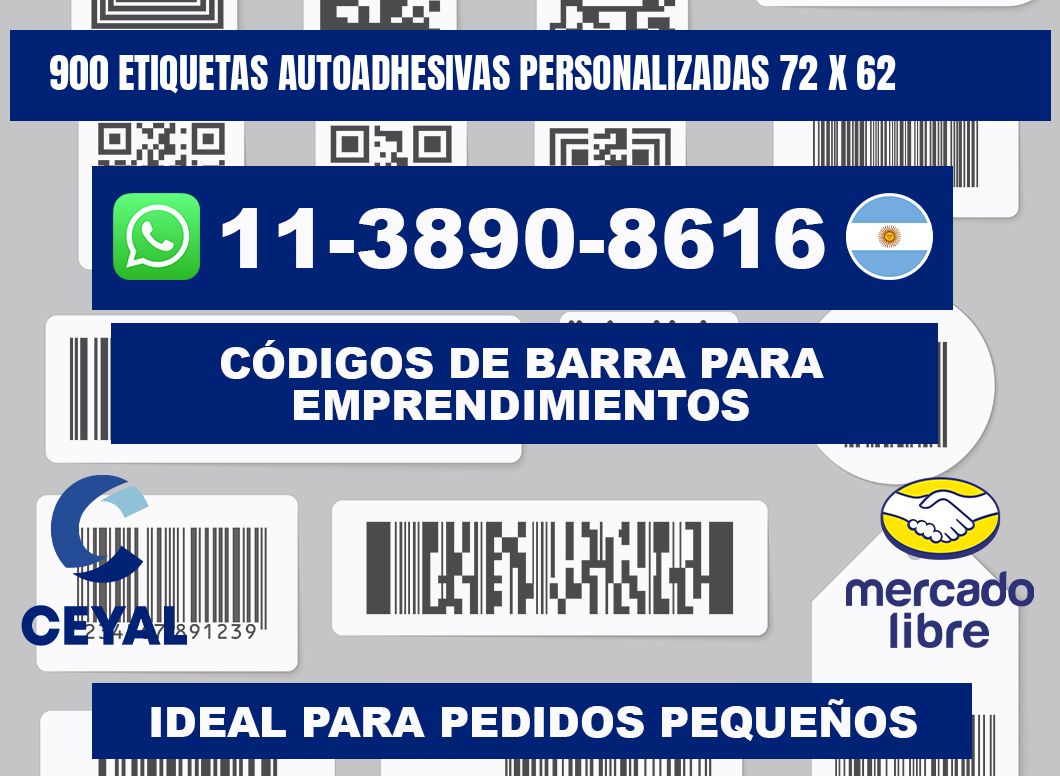 900 Etiquetas autoadhesivas personalizadas 72 x 62