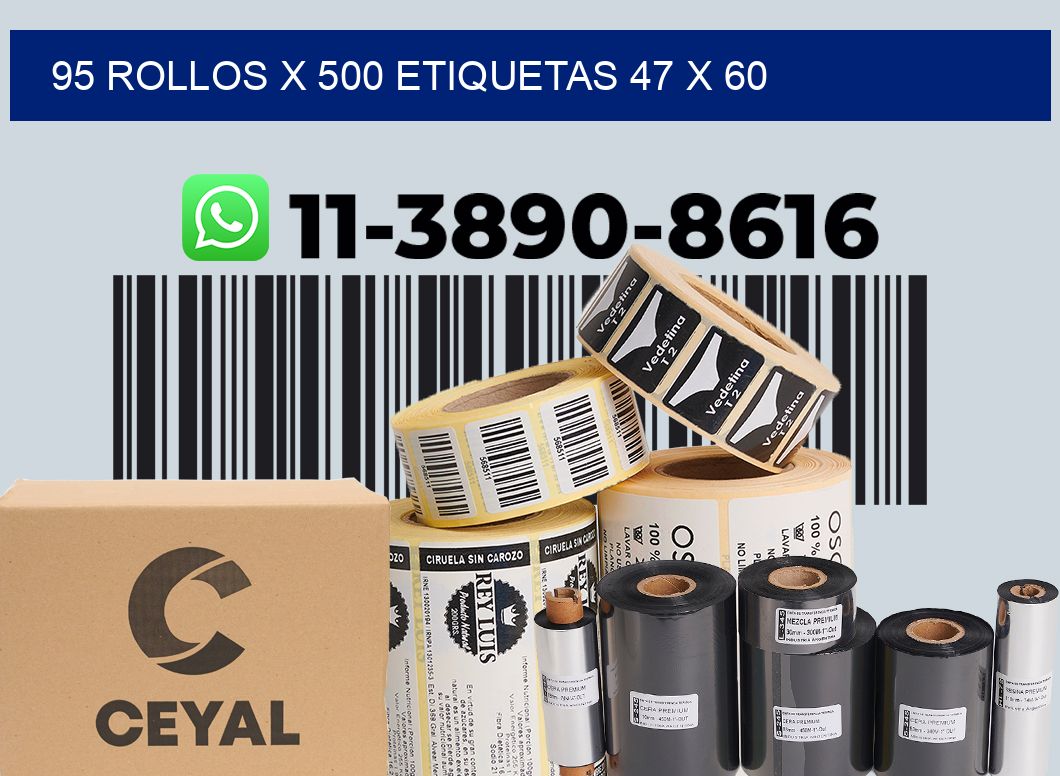 95 rollos x 500 etiquetas 47 x 60