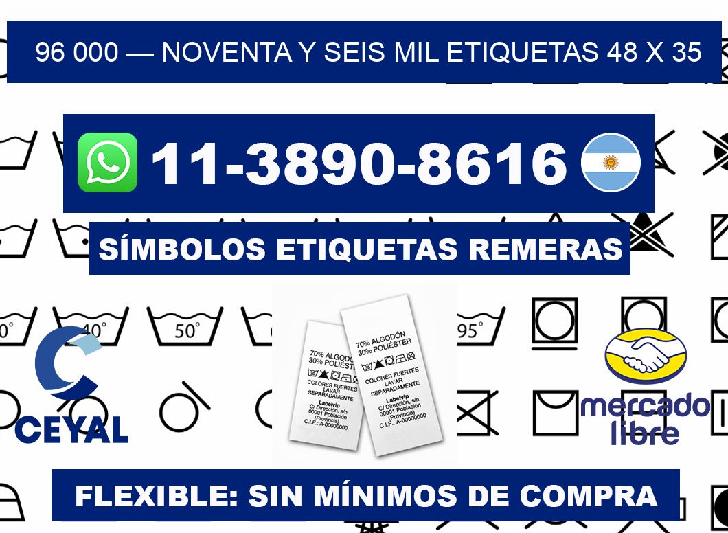 96 000 — noventa y seis mil etiquetas 48 x 35