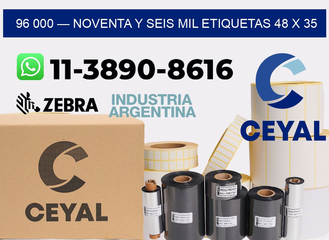 96 000 — noventa y seis mil etiquetas 48 x 35