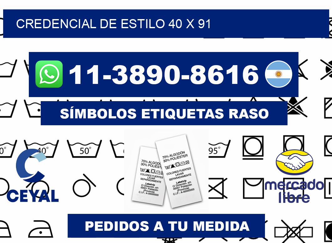 Credencial de estilo 40 x 91