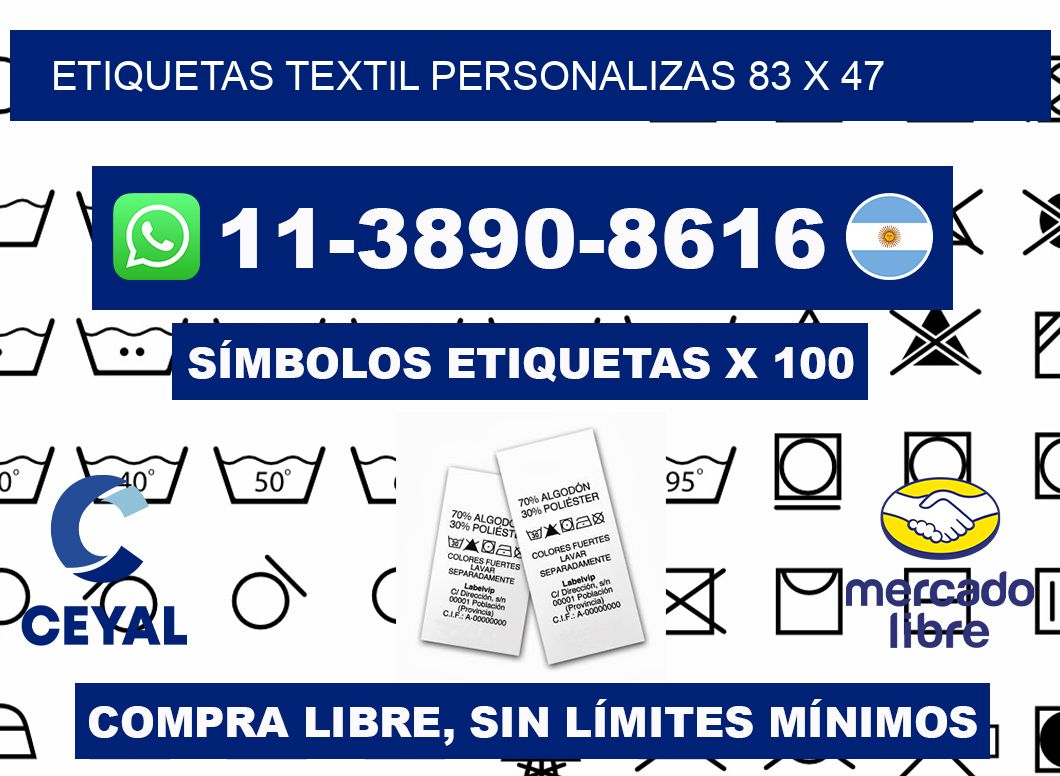 ETIQUETAS TEXTIL PERSONALIZAS 83 x 47