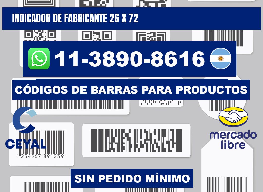 Indicador de fabricante 26 x 72