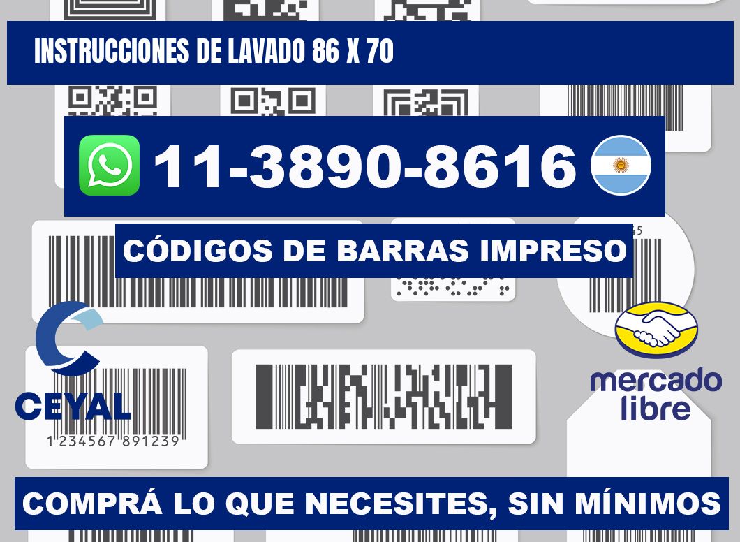 Instrucciones de lavado 86 x 70