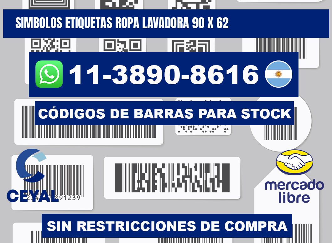 SIMBOLOS ETIQUETAS ROPA LAVADORA 90 x 62