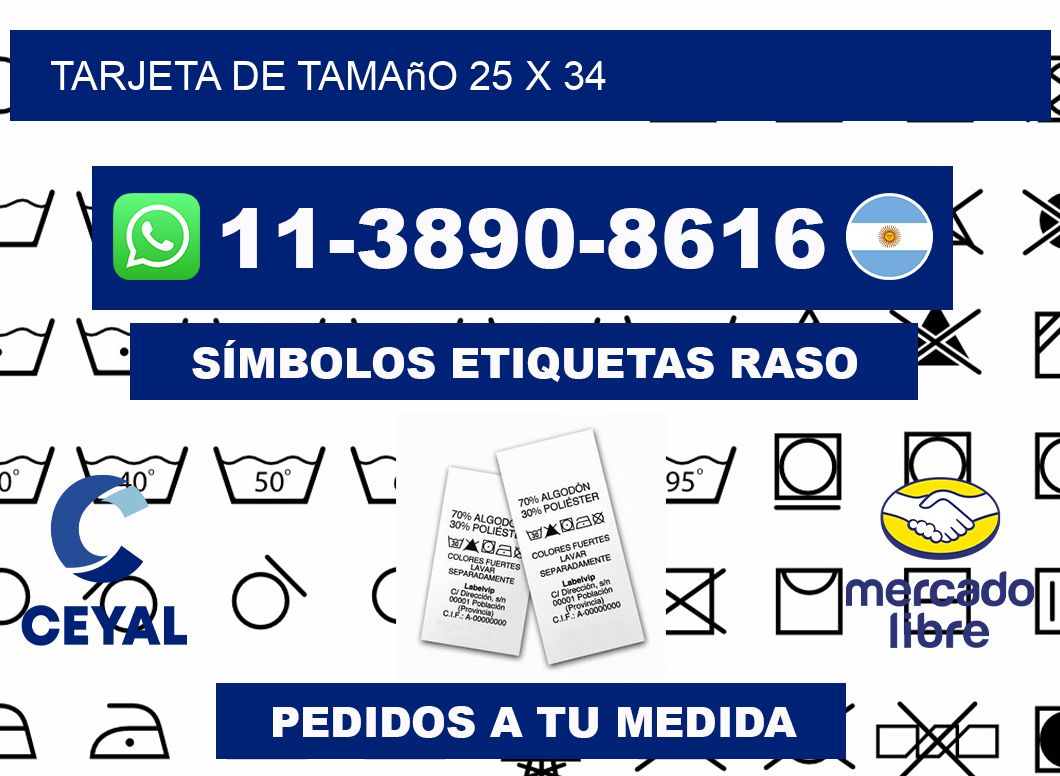 Tarjeta de tamaño 25 x 34