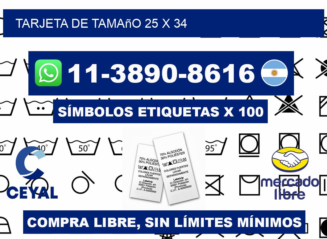 Tarjeta de tamaño 25 x 34