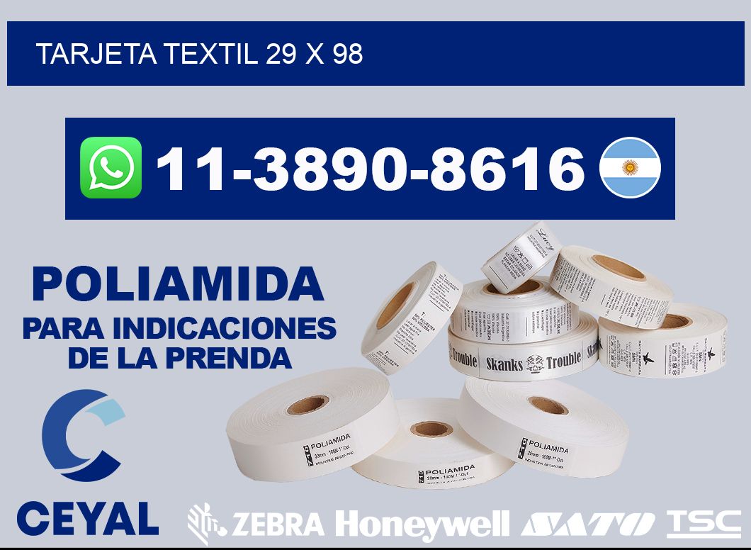 Tarjeta textil 29 x 98
