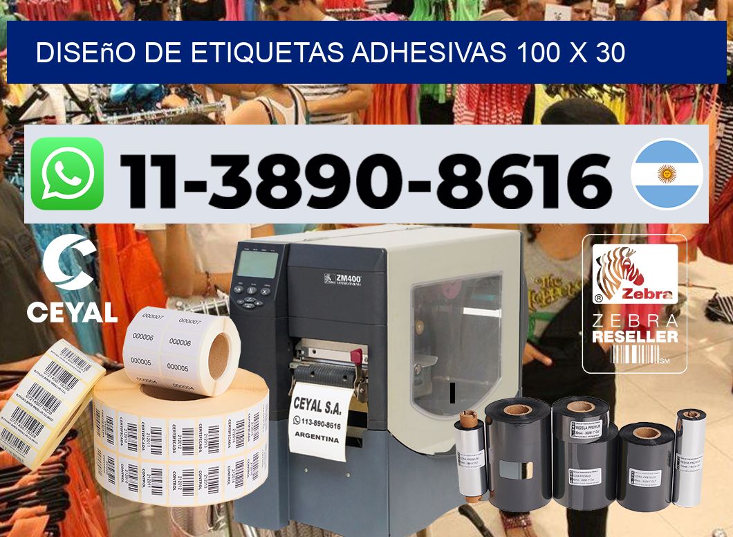 diseño de etiquetas adhesivas 100 x 30