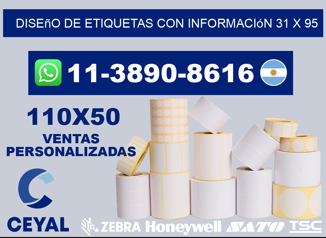diseño de etiquetas con información 31 x 95