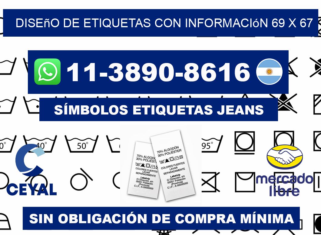 diseño de etiquetas con información 69 x 67