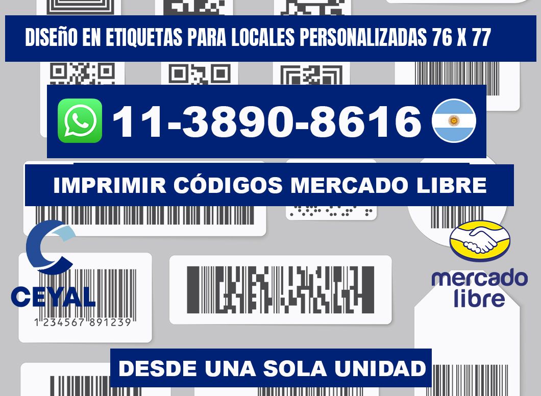 diseño en etiquetas para locales personalizadas 76 x 77
