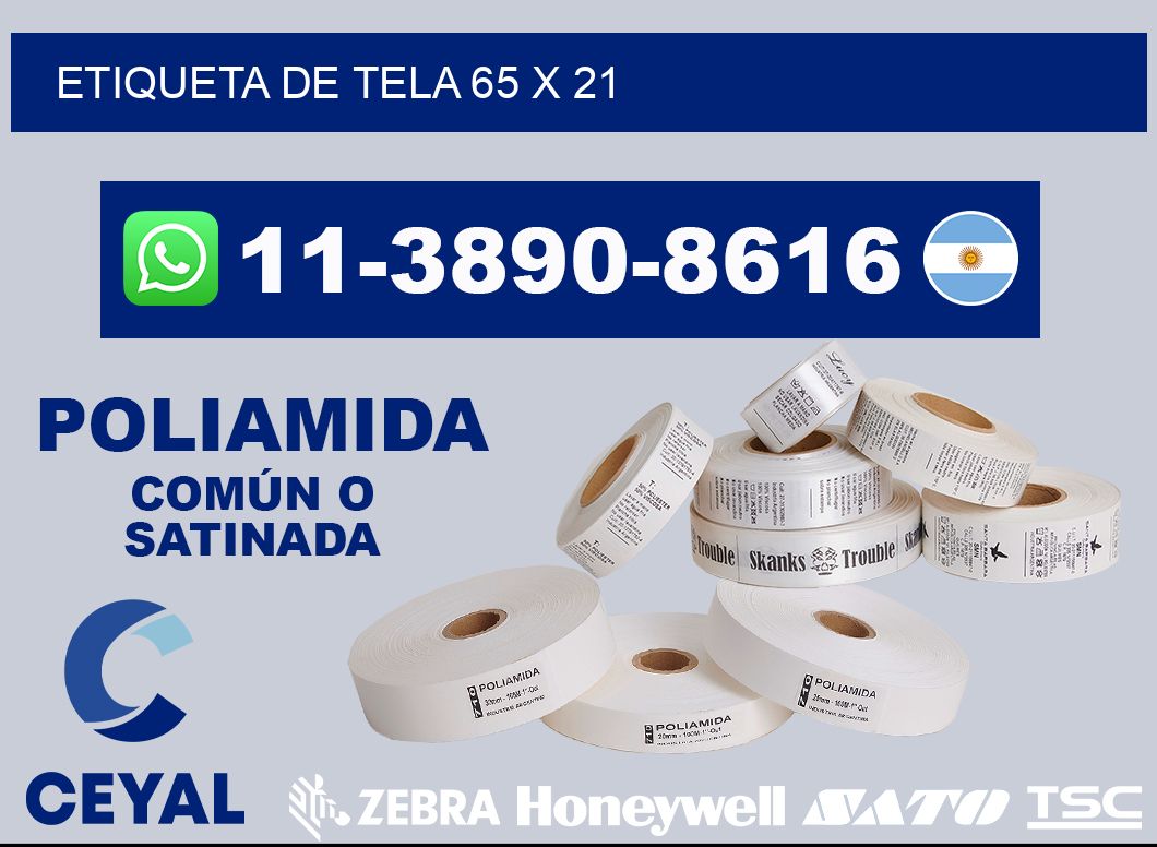 etiqueta de tela 65 x 21