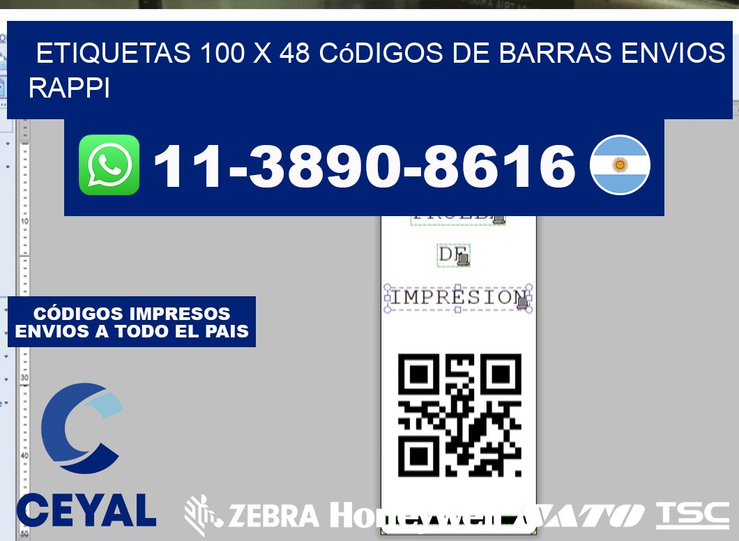 etiquetas 100 x 48 códigos de barras envios rappi