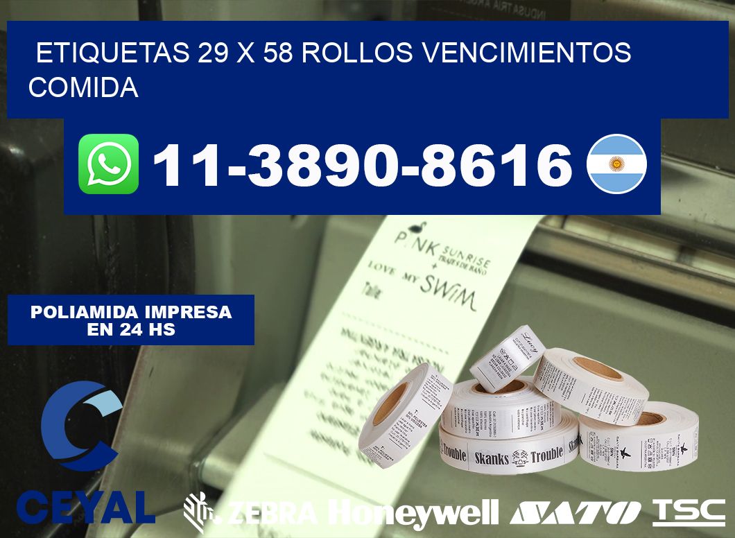 etiquetas 29 x 58 rollos vencimientos comida