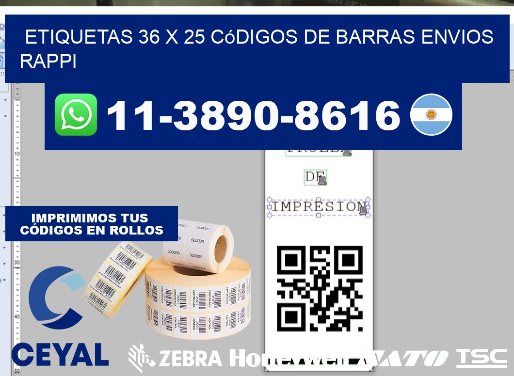 etiquetas 36 x 25 códigos de barras envios rappi