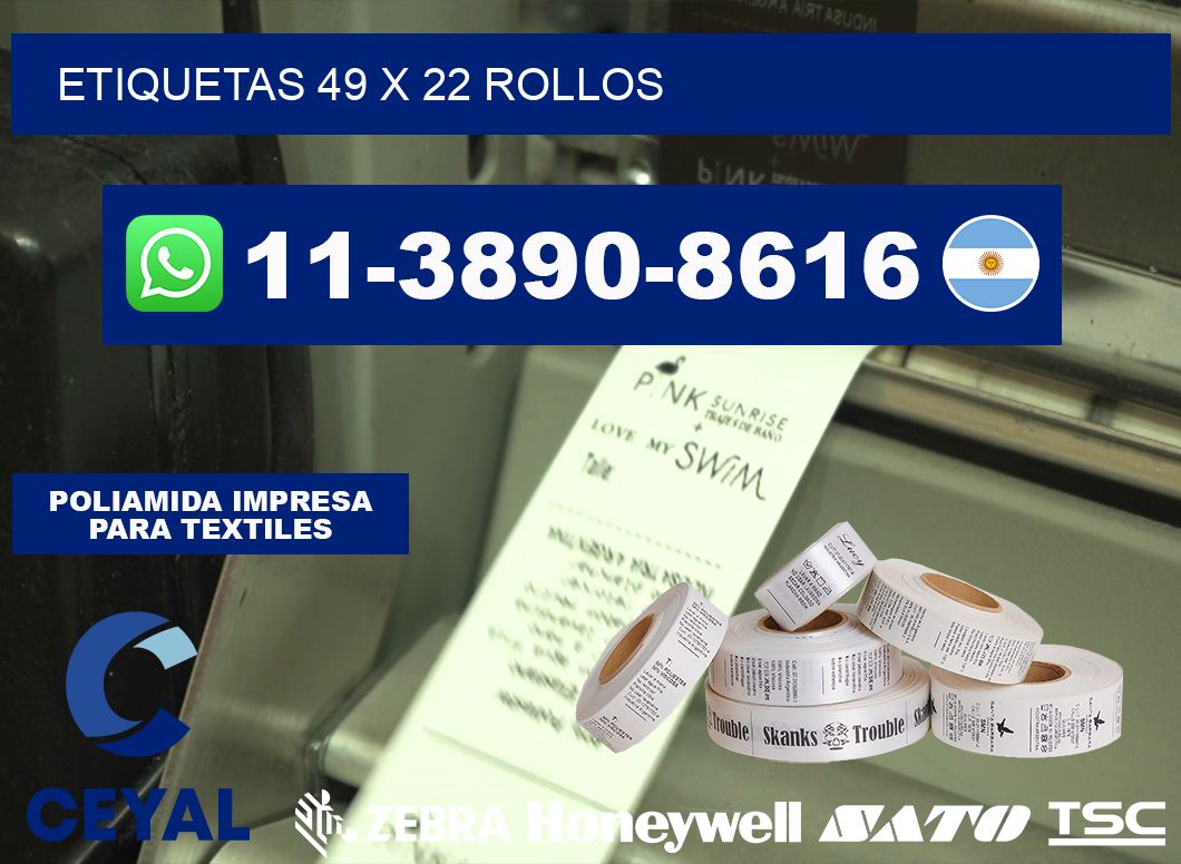 etiquetas 49 x 22 rollos