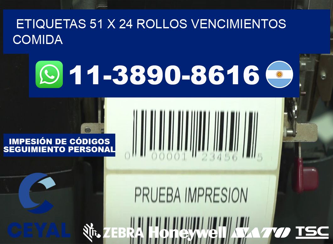 etiquetas 51 x 24 rollos vencimientos comida