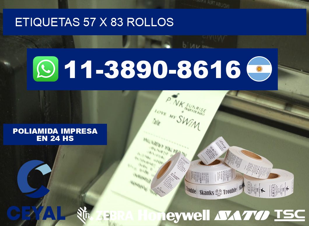 etiquetas 57 x 83 rollos